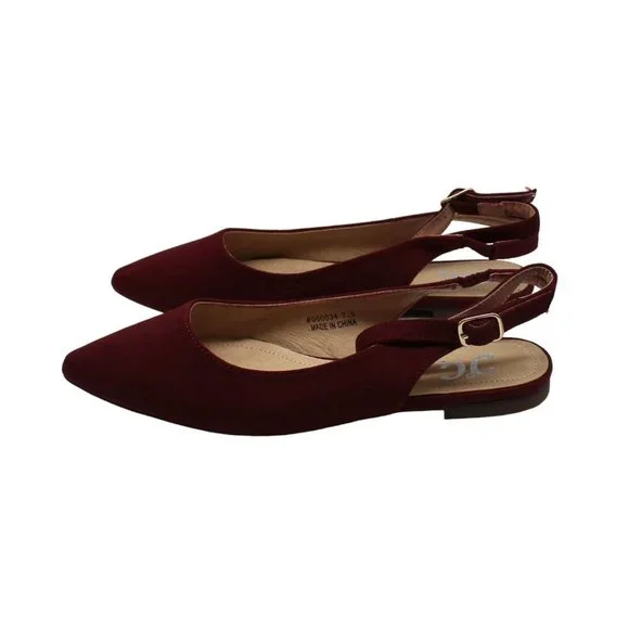 Women S KNS International Preea Ankle Strap Flat Wine Microsuede Fabric - Picture 5 of 8